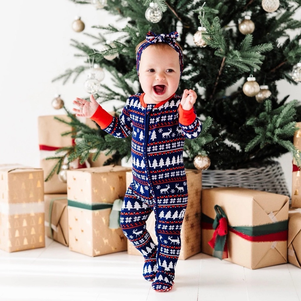 Bums & Roses Deer Santa Bamboo Footie